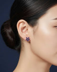Amethyst Flower Petal Stud Earrings in Sterling Silver | Irosk