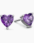 amethyst heart shape stud earrings