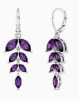 Marquise Amethyst Leaf Earrings – February Birthstone
