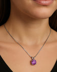 Irosk Round Cut Pendant in Sterling Silver -  Amethyst