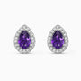 Pear Amethyst Halo Stud Earrings | Sterling Silver