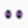 Oval Amethyst Halo Stud Earrings – Sterling Silver | Irosk
