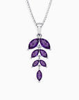 Marquise-Cut Amethyst Leaf Necklace | Sterling Silver | Irosk