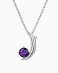 Half Moon Natural Amethyst Pendant in Sterling Silver – February Birthstone