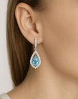 Aquamarine Pear Shape Dangling Earrings in Sterling Silver | Irosk