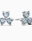 Aquamarine Trio Heart Flower Stud Earrings in Sterling Silver | Irosk Australia