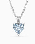Aquamarine heart pendant necklace in rhodium-plated sterling silver.