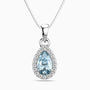 Aquamarine Pendant with Moissanite Halo | Irosk