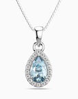Aquamarine Pendant with Moissanite Halo | Irosk