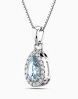 Aquamarine Pendant with Moissanite Halo | Irosk