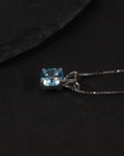 side view of aquamarine necklace