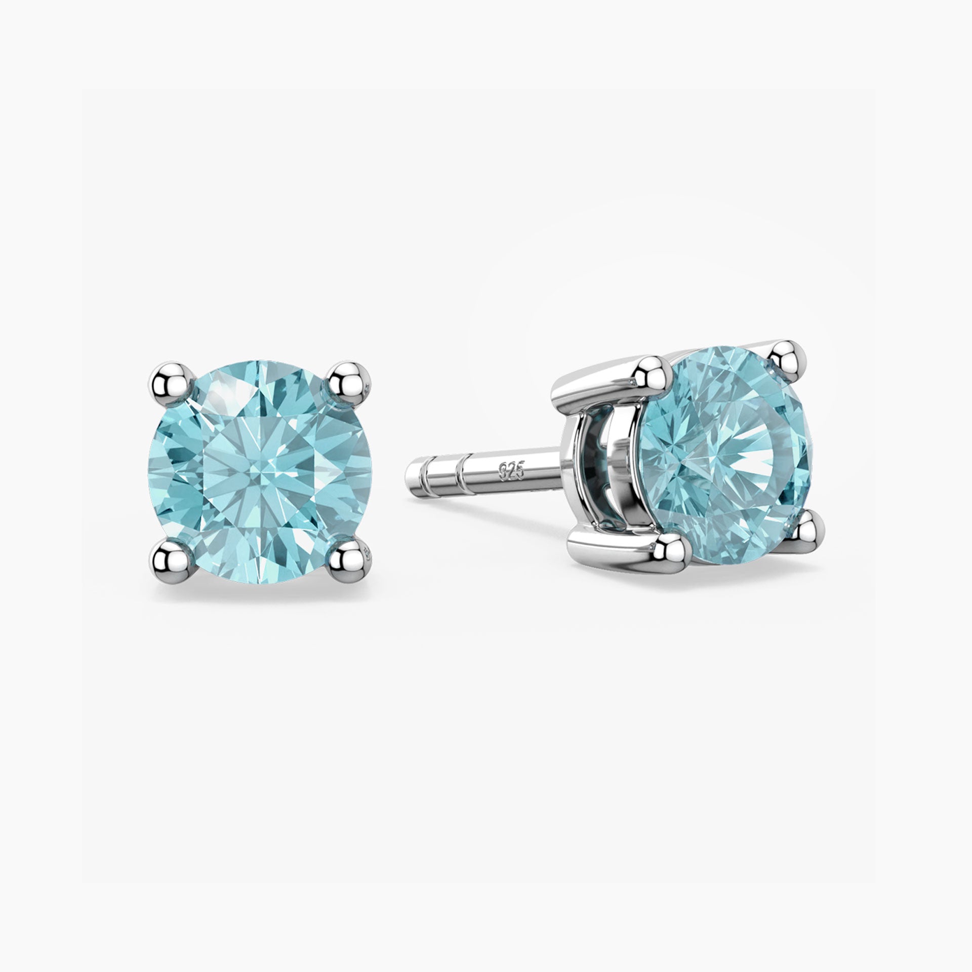 aquamarine round shape stud earrings