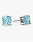 aquamarine round shape stud earrings