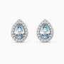 Pear Aquamarine Halo Stud Earrings | Sterling Silver