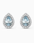 Pear Aquamarine Halo Stud Earrings | Sterling Silver