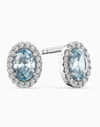 Oval Aquamarine Halo Stud Earrings – Sterling Silver | Irosk
