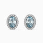 Oval Aquamarine Halo Stud Earrings – Sterling Silver | Irosk