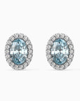 Oval Aquamarine Halo Stud Earrings – Sterling Silver | Irosk