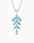 Marquise-Cut Aquamarine Leaf Necklace | Sterling Silver | Irosk