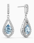 aquamarine pear drop earrings in silver