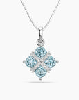 Aquamarine Cluster Pendant – Sterling Silver March Birthstone