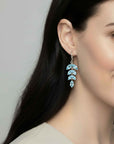 Serene Elegance: Marquise Cut Aquamarine Leaf Earrings