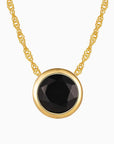 Round Black Onyx  Necklace Bezel Set 18 K Gold