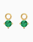 18K Gold-Plated Emerald Charm Hoop Earrings – May Birthstone