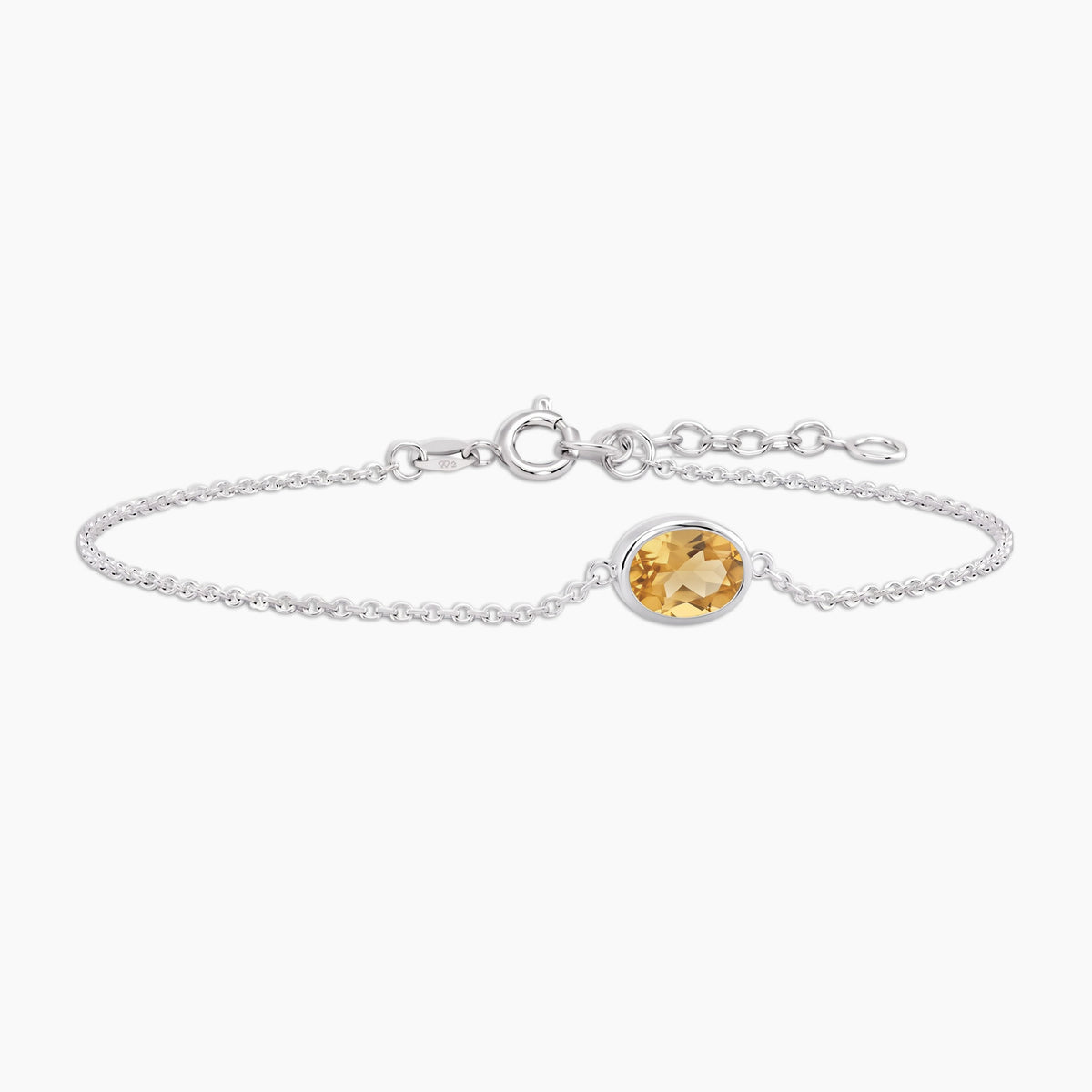 Citrine Oval Solitaire Bracelet in Sterling Silver – November Birthstone | Irosk
