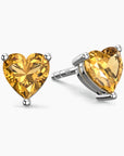 citrine heart shape stud earrings