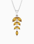 Marquise-Cut Citrine Leaf Necklace | Sterling Silver | Irosk