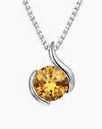 Citrine Semi Bezel Pendant Necklace in Sterling Silver | Irosk