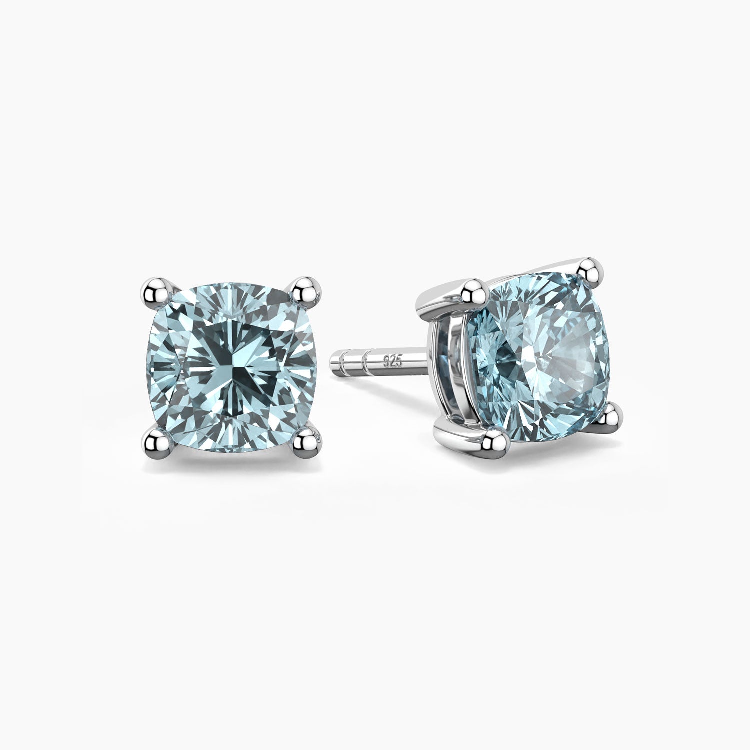 aquamarine cushion cut studs