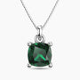 Cushion Cut Emerald Pendant in Sterling Silver | Irosk ®