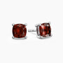 Cushion Cut Stud Earrings in Sterling Silver -  Garnet