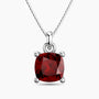 Cushion Cut Garnet Pendant in Sterling Silver | Irosk ®