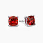 Cushion Cut Stud Earrings in Sterling Silver -  Ruby
