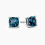 Cushion-Cut London Blue Topaz Stud Earrings in Sterling Silver
