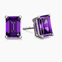 Emerald Cut Amethyst Stud Earrings in Sterling Silver | Irosk ®
