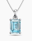 Emerald Cut Aquamarine Pendant in Sterling Silver | Irosk ®