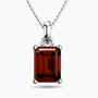 Emerald Cut Garnet Pendant in Sterling Silver | Irosk ®