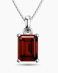 Emerald Cut Garnet Pendant in Sterling Silver | Irosk ®