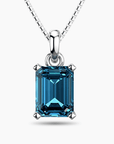 Emerald Cut London Blue Topaz Pendant in Sterling Silver | Irosk ®