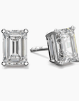 Emerald Cut Moissanite Stud Earrings in Sterling Silver | Irosk ®⁹