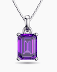 Emerald Cut Amethyst Pendant in Sterling Silver | Irosk ®
