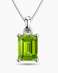 Irosk® Emerald-Cut Peridot Solitaire Pendant – Sterling Silver