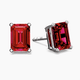 Emerald Cut Ruby Stud Earrings in Sterling Silver | Irosk ®