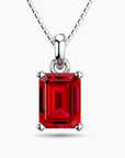 Emerald Cut Ruby Pendant in Sterling Silver | Irosk ®