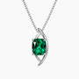Sterling silver globe-style pendant necklace featuring a cushion-cut lab-created emerald on a fine box chain.