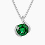 Lab-created emerald pendant necklace in sterling silver semi bezel design – Irosk Australia